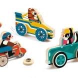 Hölzerne Fahrzeuge mit Druckknöpfen von Djeco