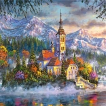 Diamantmalerei: Residenz auf der Insel 80x40 cm