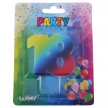 Geburtstagskerze Zahl 18, regenbogenfarben