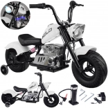 Elektrisches Kinder-Chopper-Motorrad 24V mit Gasgriff und Scheibenbremse – Weiß