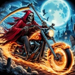 Diamantmalerei Skelett auf Motorrad 30x40cm