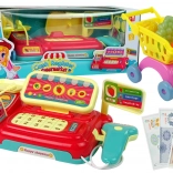 Kinderkasse mit Einkaufskorb und Scanner