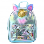 Kinder Rucksack mit Einhorn und beweglichen Konfetti Blau 25cm 4,5L
