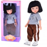 Puppe mit sportlichem Outfit und kurzen schwarzen Haaren 33 cm