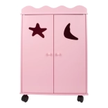rosa Holzpuppenschrank auf Rollen small foot