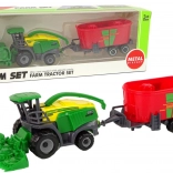 Mähdrescher mit Anhänger – grün‑rotes landwirtschaftliches Fahrzeug, Kunststoffspielzeug