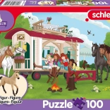 Puzzle SCHMIDT Schleich Lagerfeuer am Caravan 100 Teile + Figur