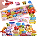 Großes hölzernes Fahrzeug-ABC-Set – 27 Teile, Puzzle und Sortieren