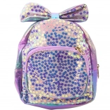 Kinder-Rucksack mit glitzernden Pailletten und Schleife lila 22 cm 2,8 L