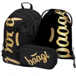 BAAGL Schulset Skate Gold – Rucksack, Federmäppchen und Beutel