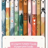 Satz von Bleistiften mit Illustrationen von DJECO