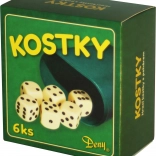 Weiße Spielwürfel 6 Stück mit Becher in Schachtel