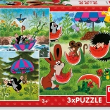Dino Der kleine Maulwurf und das Schirmchen Puzzle 3x55 Teile